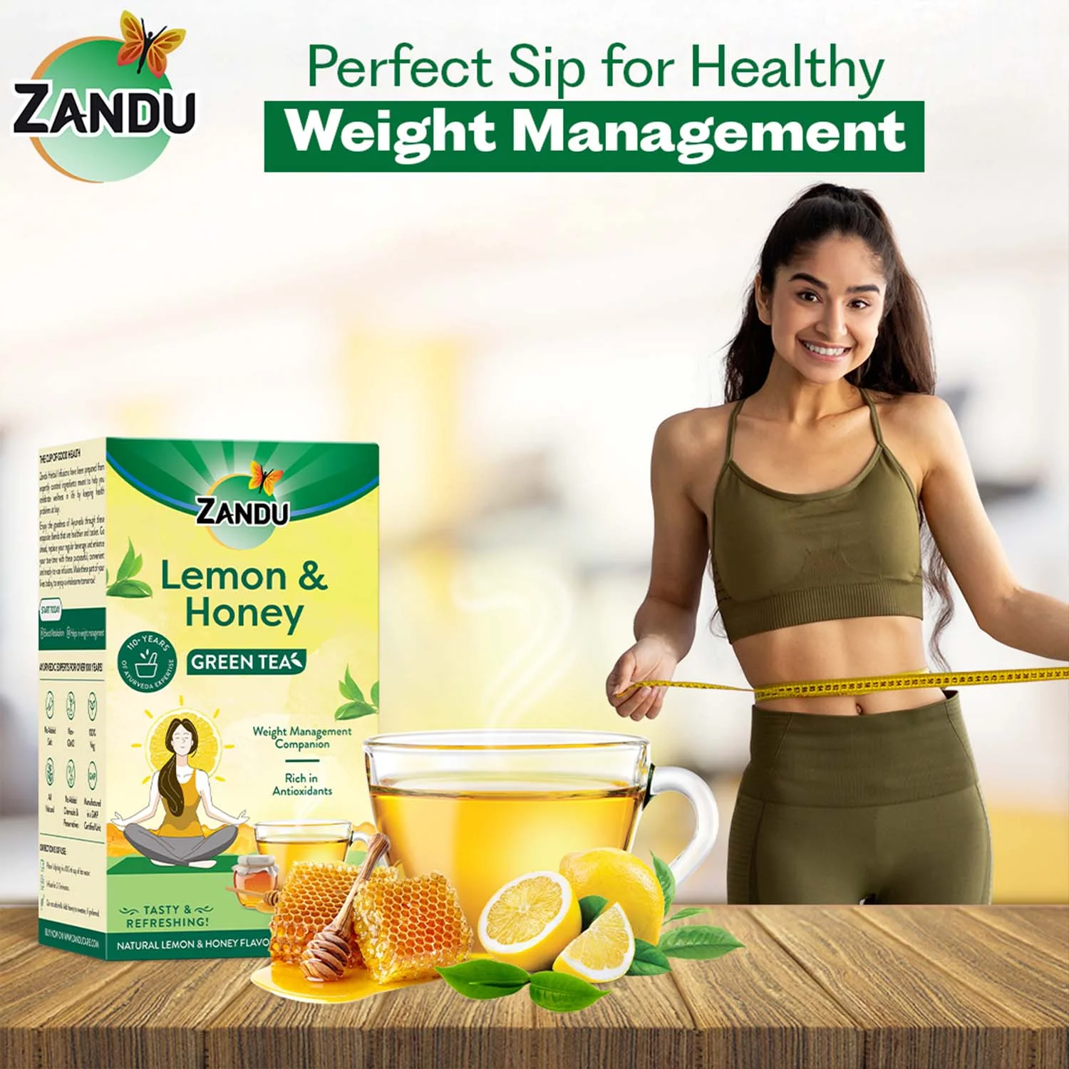 Zandu Lemon Honey Green Tea - Image 2