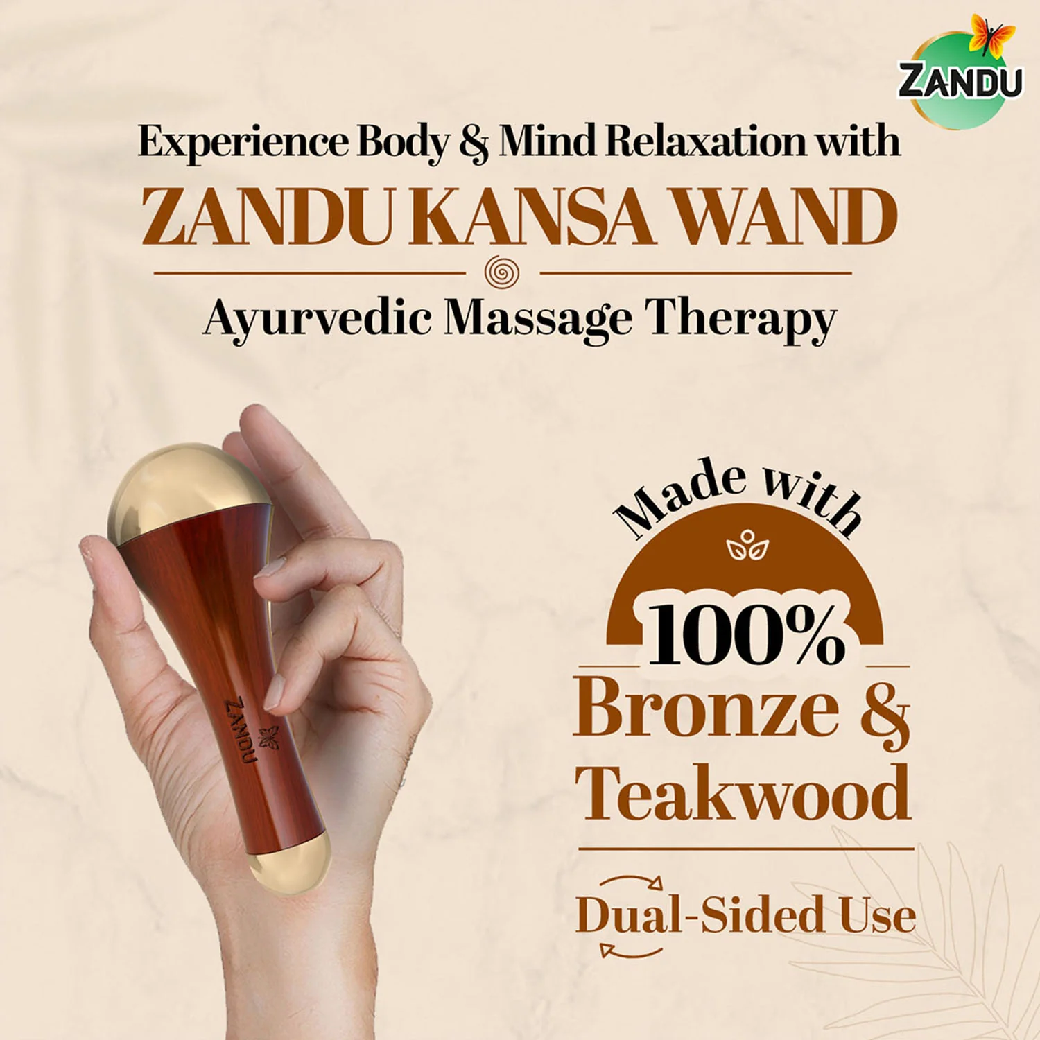 Bronze Kansa Wand - Face Yoga, Foot Massage, Lymphatic Drainage - Image 3